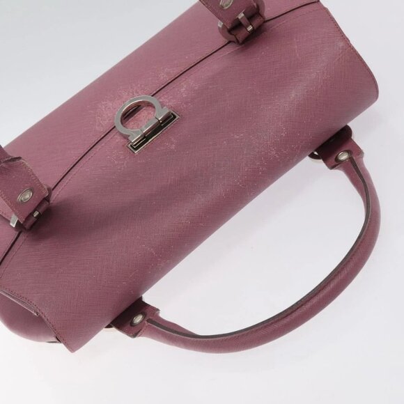 Salvatore Ferragamo Gancini Hand Bag Leather Pink Silver - Picture 6 of 16